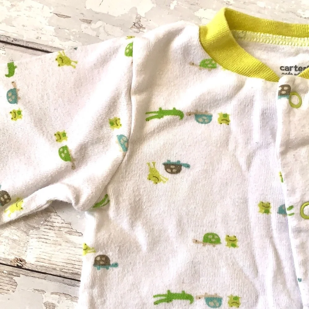 Baby 6m Unisex Gender Neutral Footie Sleeper Green White Carters